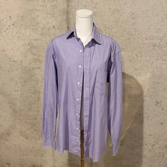 Club Room Lavender Stripe Button-Down | Eclectic Grandpa | Men’s 34-35 Unisex - Picture 1 of 5